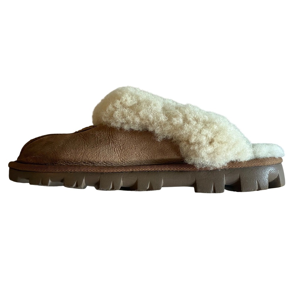 UGG Coquette Chestnut Suede Sheepskin Slippers Scuff 5125 Womens Size 7